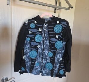 The NEW Boutique Black and Teal Floral Zip-Up Jacket
